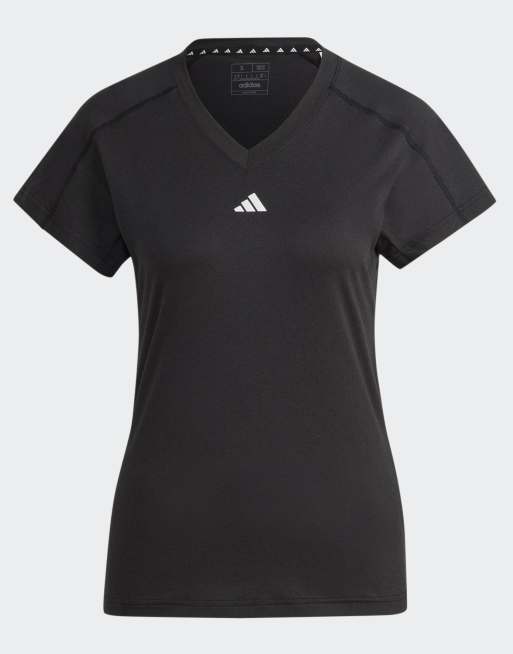 adidas Performance – Aeroready – Train Essentials – Svart t-shirt med v-ringning och minimal logga, 2 av 4