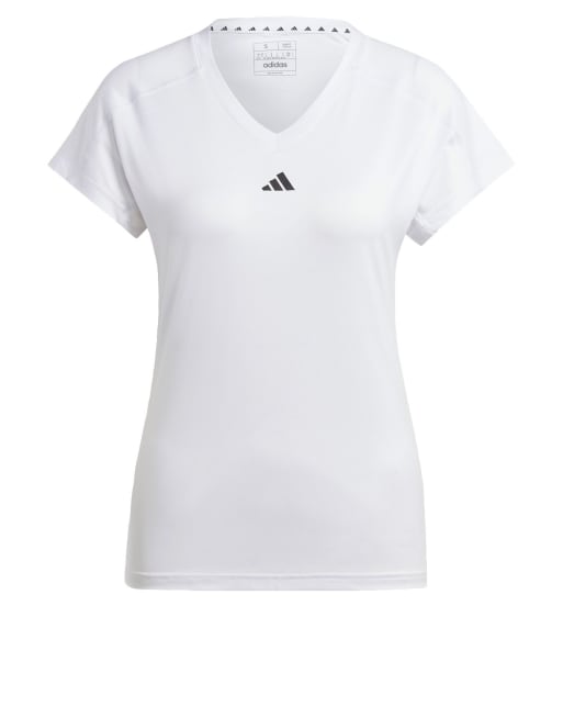 adidas performance - Aeroready Train Essentials - T-shirt à col V avec logo minimaliste - Blanc