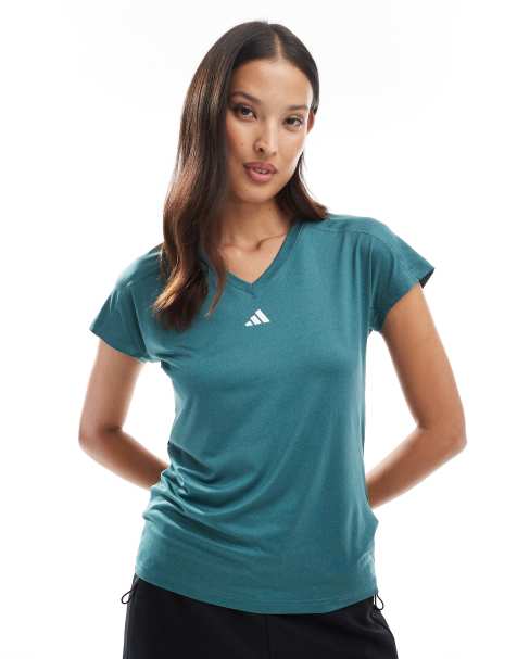 adidas Performance – Aeroready Train Essentials – T-Shirt in Preloved Teal und Weiß mit dezentem Logo - view 1
