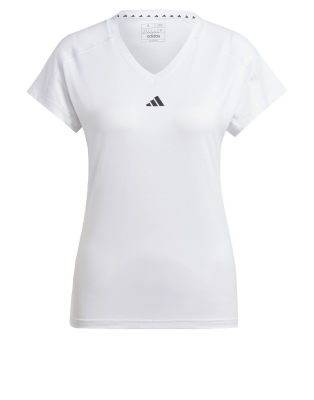 adidas Performance - Aeroready Train Essentials - T-Shirt in Weiß mit kleinem Markenzeichen und V-Ausschnitt