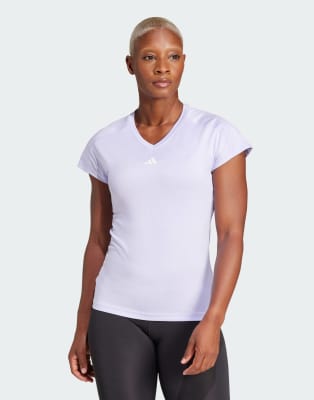 adidas Performance - Aeroready Traini Essentials - T-Shirt in Violet Tone und Weiß mit dezentem Logo-Lila