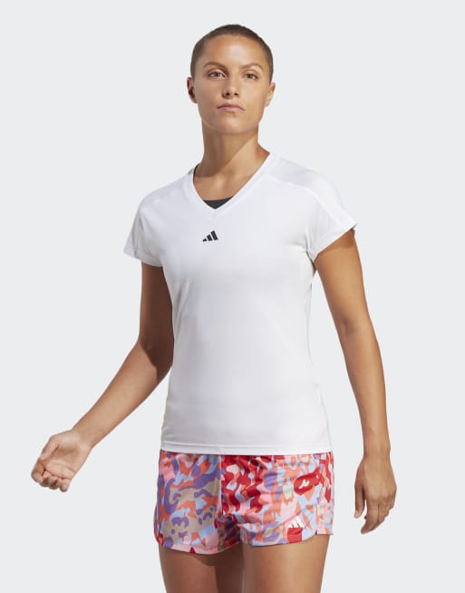 adidas performance - Aeroready - Training Essentials - T-shirt met V-hals en minimalistisch logo in wit, 3 van 4
