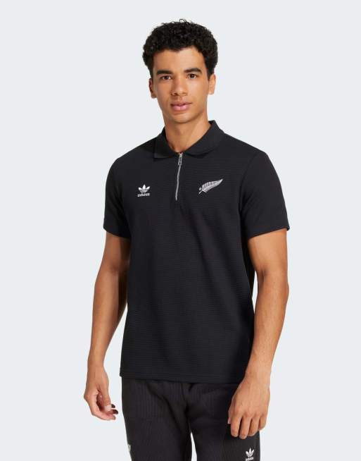 adidas performance – All Blacks Essentials – Svart, våfflad pikétröja, 2 av 4