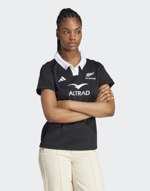 adidas performance All blacks rugby aeroready short sleeve jersey in all black, 3 of 4