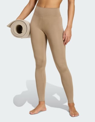 adidas Performance - All Me Essentials - Lang geschnittene Leggings in Kreidebraun