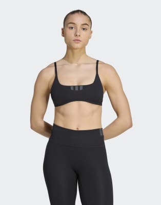 adidas performance All me light support rib bra in black