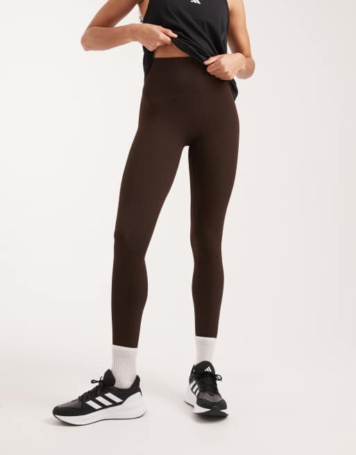 adidas performance All Me rib 7/8 leggings in aurora coffee, 3 of 5
