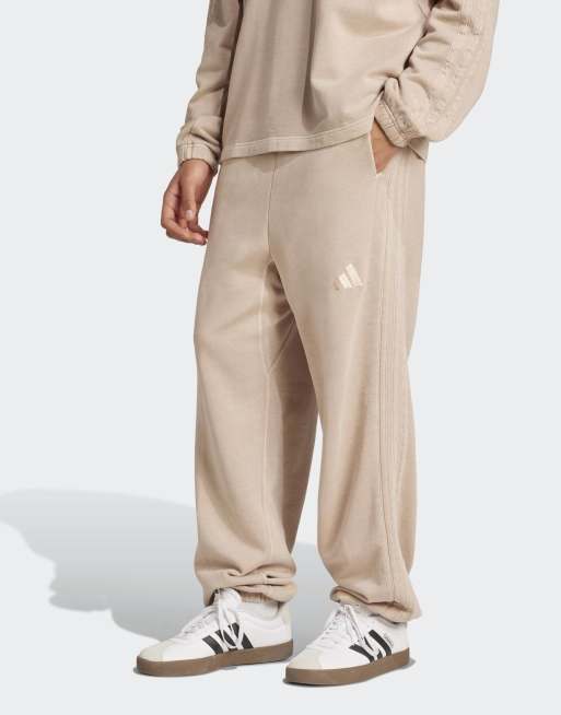 adidas Performance - All Szn - Pantaloni ampi in spugna color sabbia slavati, 5 di 5