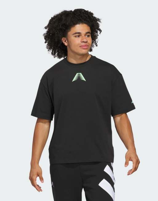 adidas performance - Anthony Edwards Believe That - T-shirt nera / color lime burst