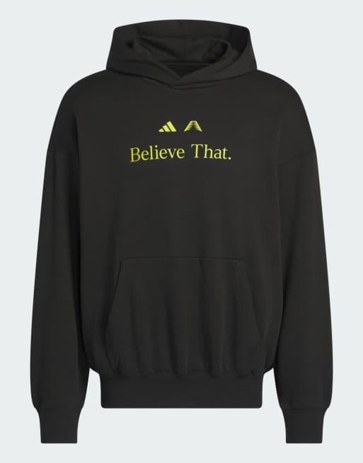 adidas Performance - Anthony Edwards - Hoodie met 'Believe That' print in zwart en limoengroen