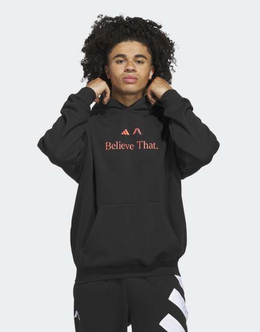 adidas performance - Anthony Edwards - Hoodie met 'Believe That' print in zwart en 'solar' rood