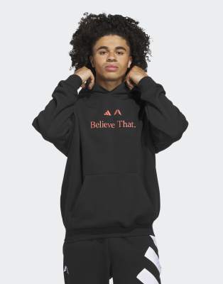 adidas performance - Anthony Edwards - Sweat à capuche avec motif Believe That - Noir et rouge solaire