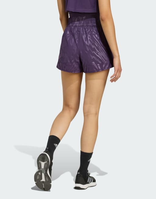 adidas Performance – AOP Pacer – Plommonlila, vävda träningsshorts med hög midja, 3 av 4