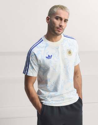 Performance - Argentina Originals - T-Shirt in Wollweiß mit All-over-Print Weiß M