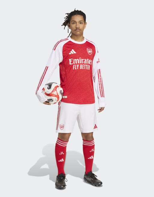 adidas Performance – Arsenal 25/26 – Langärmliges Authentic-Heimtrikot in Better Scarlet/Weiß