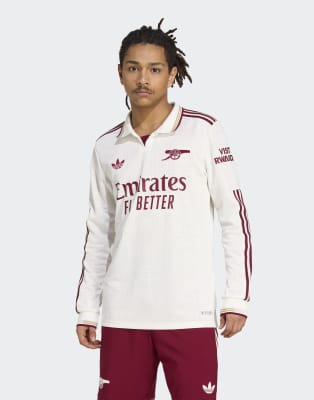 adidas performance Arsenal 25/26 long sleeve third authentic jersey in cloud white / team coll burgun