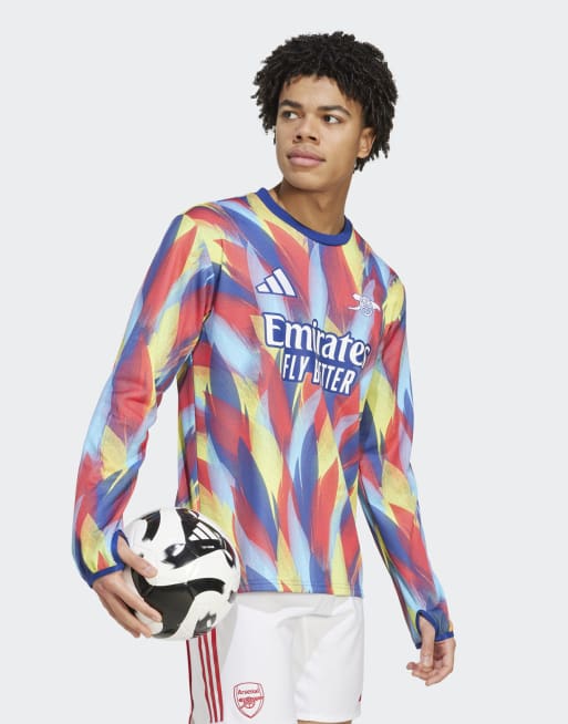 adidas Performance - Arsenal 25/26 Pre-Match - Opvarmningstrøje i blåt/rødt/gult print, 3 af 4