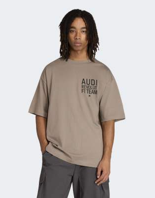 adidas performance Audi formula one team elevated graphic ii ss tee in simple brown / hi-res red