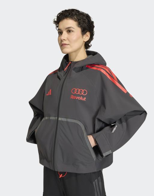 adidas Performance - Audi Formula One Team Mechanics - Regenjack in utility zwart / hi-res rood, 2 van 4