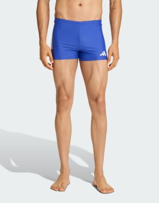 Performance - Bade-Boxershorts in Semi Lucid-Blau/Weiß mit 3 Streifen und 2 Zoll Schrittlänge Blau S-M
