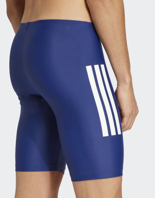 adidas Performance – Bade-Jammers in Dunkelblau und Weiß mit den 3 Streifen, 8 Zoll Schrittlänge, 4 von 4