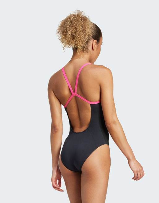 adidas Performance – Badeanzug in Schwarz mit V-Rücken und schmalen Trägern, 2 von 4