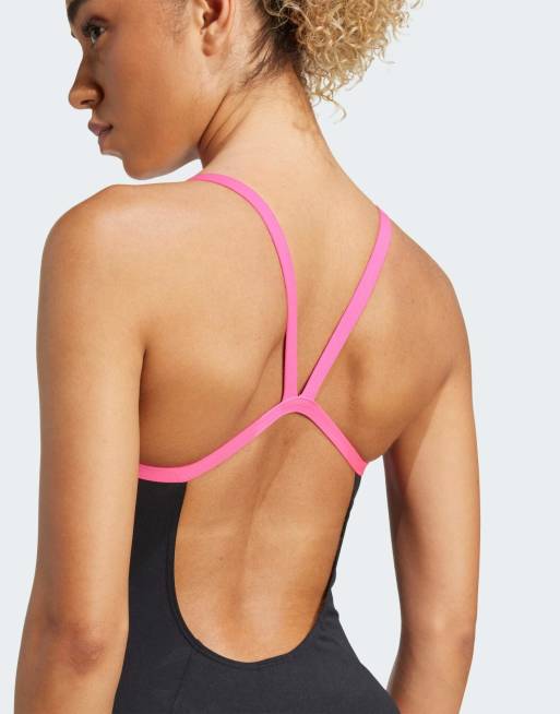 adidas Performance – Badeanzug in Schwarz mit V-Rücken und schmalen Trägern, 3 von 4