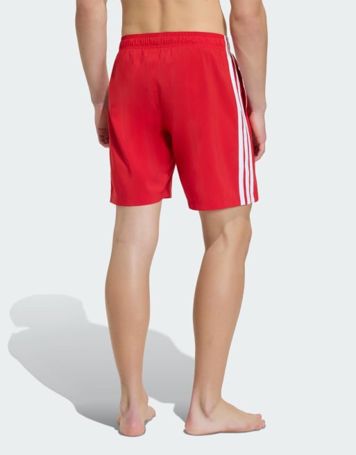 adidas Performance – Badeshorts in Better Scarlet mit den 3 Streifen in Weiß, 8 Zoll Schrittlänge, 2 von 4