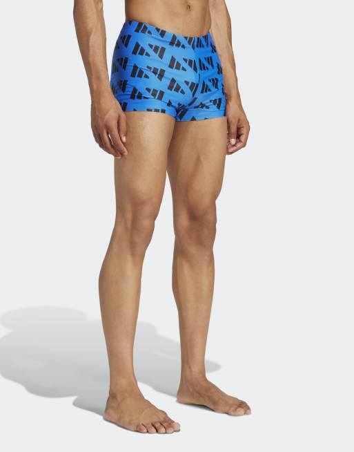 adidas Performance – Badeshorts in Bright Royal und Schwarz mit Logo-Grafikprint, 2-Zoll-Schrittlänge