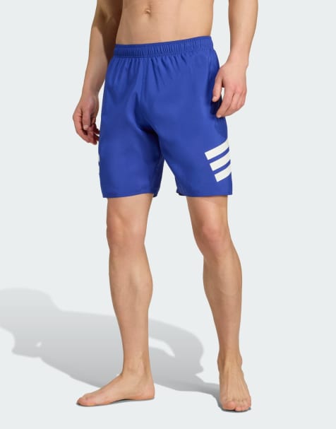 adidas Performance – Badeshorts in Lucid Blue und Weiß mit 3 Streifen und 20 cm Schrittlänge - view 1