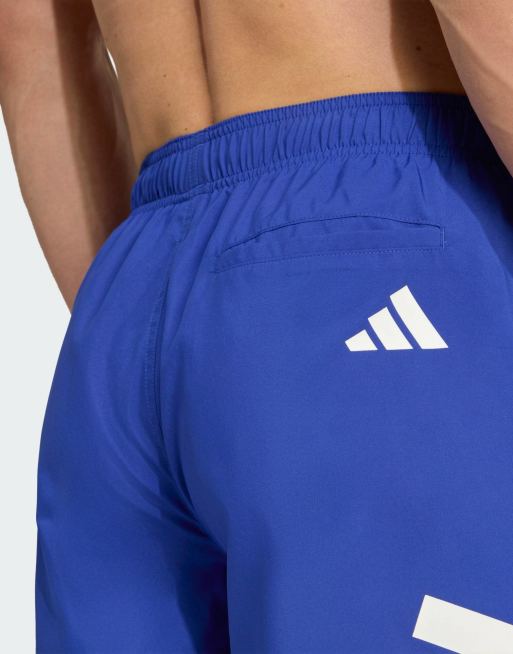 adidas Performance – Badeshorts in Lucid Blue und Weiß mit