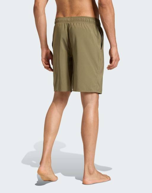 adidas Performance – Badeshorts in Olivgrün und Weiß, 8 Zoll Schrittlänge, 5 von 5