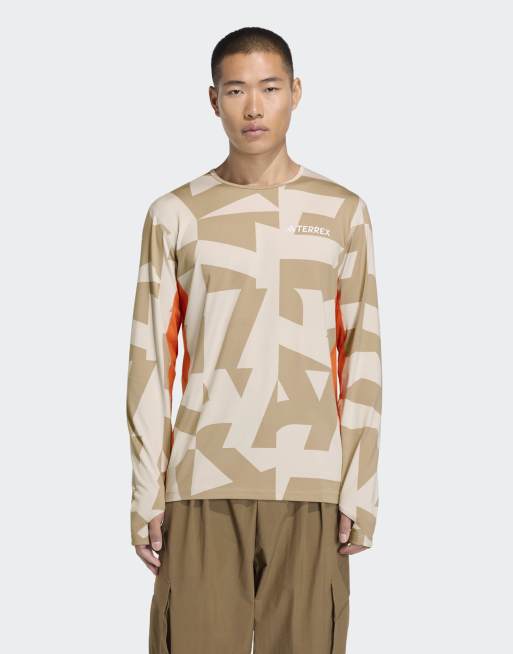 adidas Performance - Base layer a maniche lunghe sintetico multicolore beige/bianco cargo