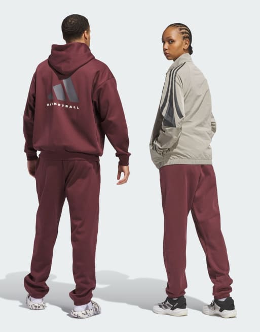 adidas performance - Basketbal - Geweven uniseks joggingbroek van fleece in bruin