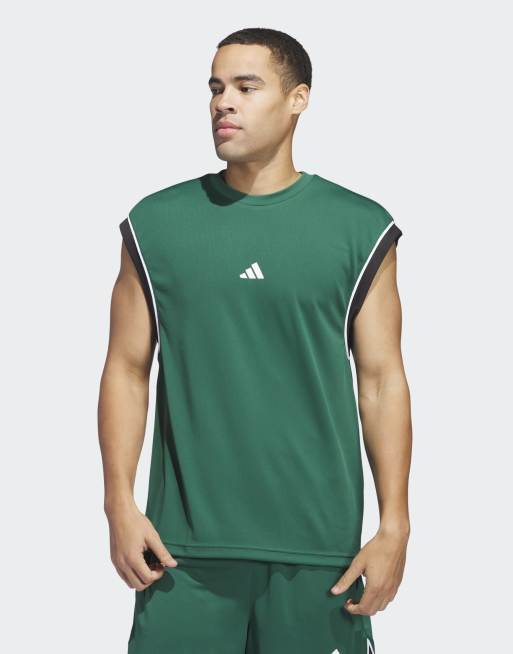 adidas performance - Basketball - All-World - Mouwloze tanktop in groen en zwart