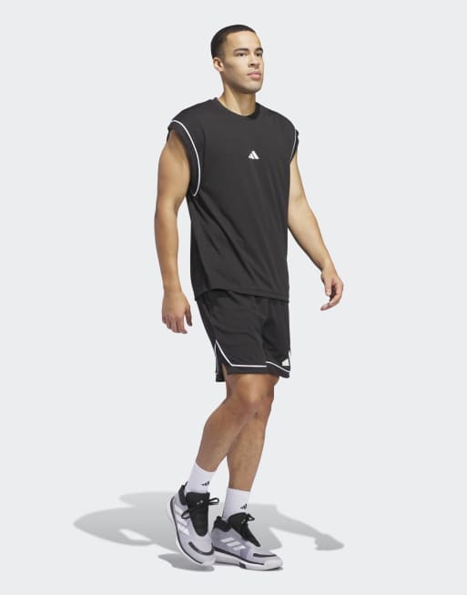 adidas performance Basketball All-World sleeveless tank top in black, 3 of 4