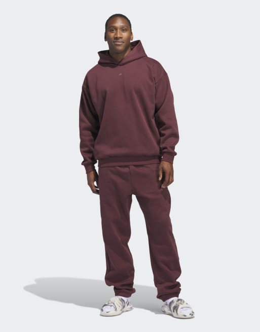 adidas Performance - Basketball - Felpa con cappuccio gender neutral in pile color rubino aurora / marrone