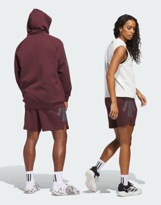 adidas performance Basketball Spacer shorts (gender neutral) in aurora ruby / brown, 3 of 4