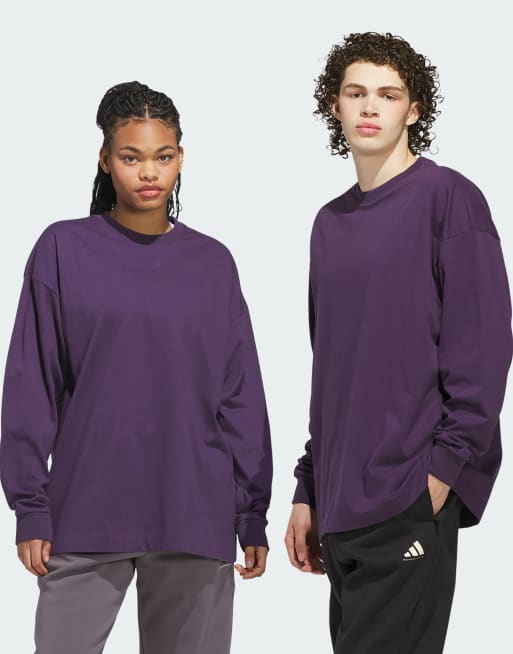 adidas Performance - Basketball - T-shirt gender neutral a maniche lunghe color prugna aurora