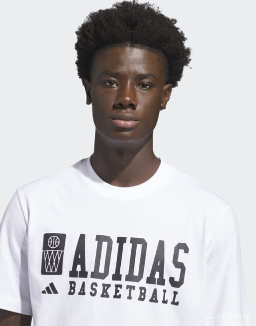 adidas Performance – Basketball – T-Shirt in Weiß mit Grafik in Schwarz, 3 von 4