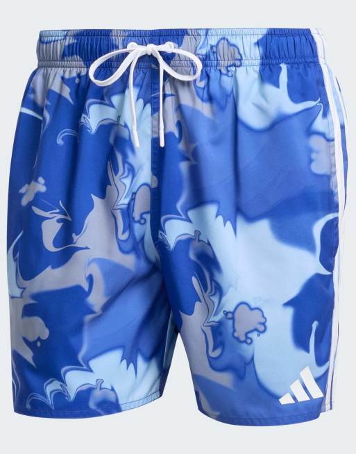 adidas Performance – Batik-Badeshorts in Semi Lucid-Blau/Weiß mit 5 Zoll Schrittlänge, 3 von 4