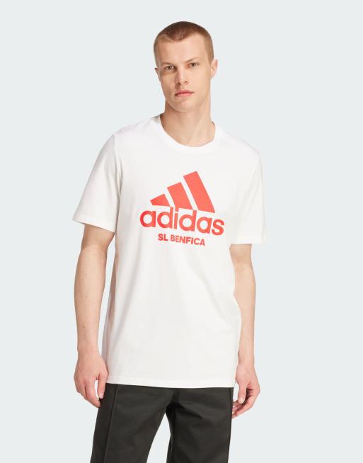 adidas Performance – Benfica – Saisonales Grafik-T-Shirt in Weiß / Benfica Red