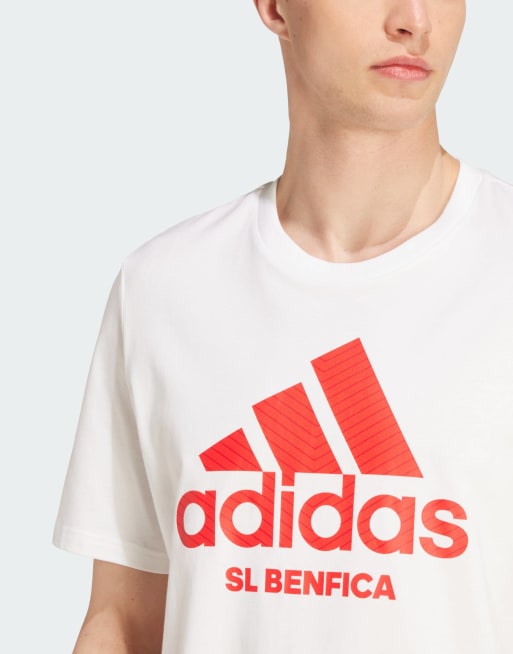 adidas performance – Benfica Seasonal – Vit och röd t-shirt med tryck, 4 av 4
