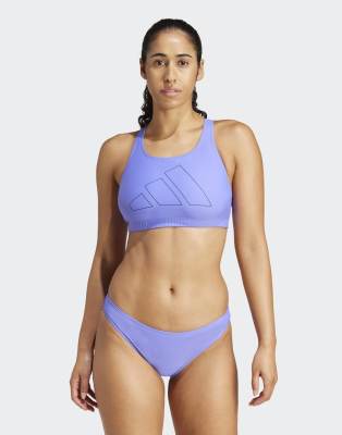 adidas Performance - Big Bars - Bikinioberteil mit Y-Rücken in Kobaltblau / Dunkelblau