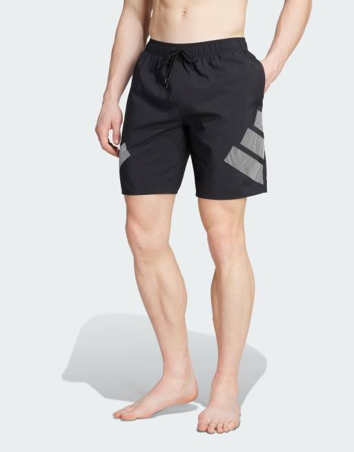 adidas Performance – Big Bars – Svarta och vita badshorts, 8 tum