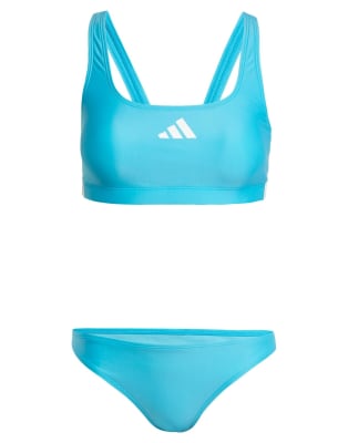 adidas Performance - Bikini in Lucid-Zyan/Weiß mit 3 Streifen und v-förmiger Rückseite-Blau