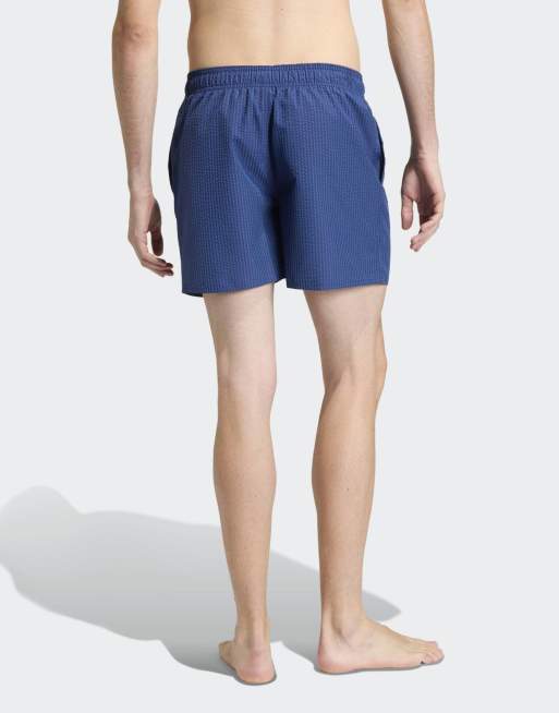 adidas Performance - Blå 5-tommers badeshorts i seersucker med striber, 4 af 4