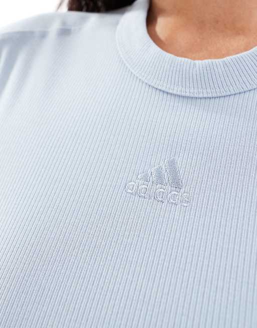 adidas Performance – Blå, ribbad, mysig och kort t-shirt, 2 av 4