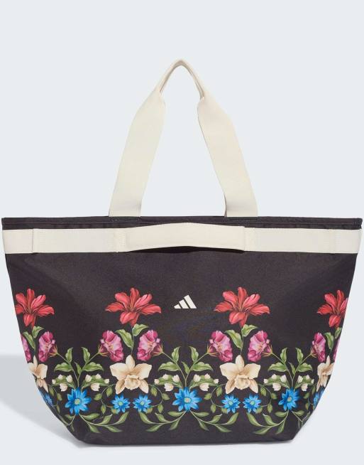 adidas Performance bolso tote con flores en negro y crema, 1 de 5