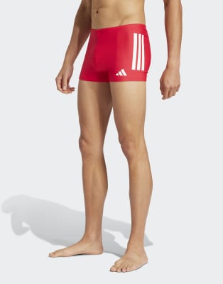 adidas Performance - Boxer da bagno da 2“ color rubino puro/bianco con 3 strisce